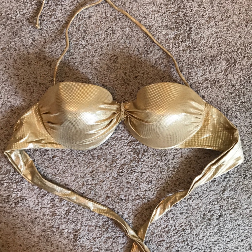 Victoria’s Secret bikini top, gold